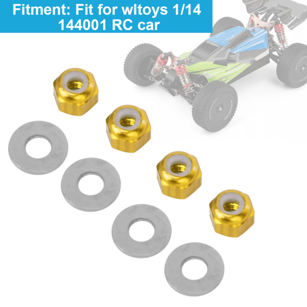Hjul sekskantlåsmutter Passer for wltoys 1/14 144001 RC biloppgraderingstilbehør Gul A949-49Y
