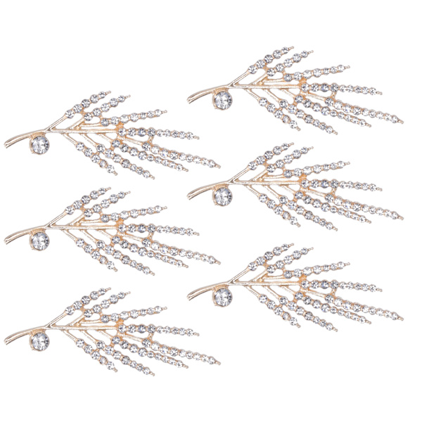6 st blomformade broscher DIY strassbrosch nål för skor kläder smycken dekoration vit strass vetegren