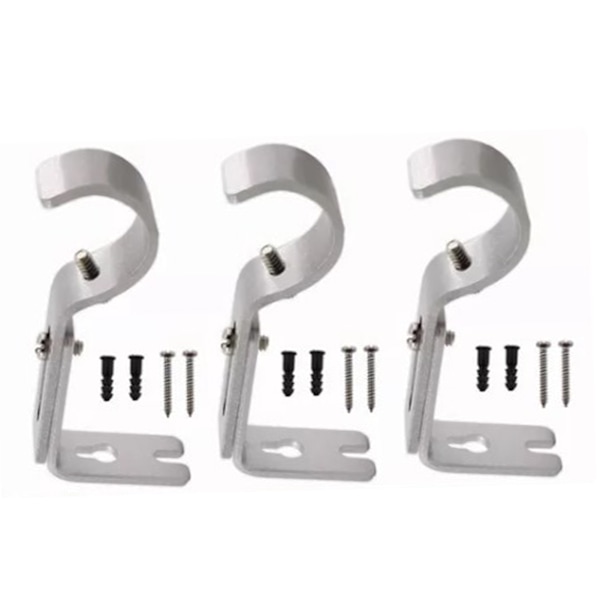 3 Set Gardinstångs Fäste Vägg Justerbar Modern Enkel Järn Stöd Hållare Silver