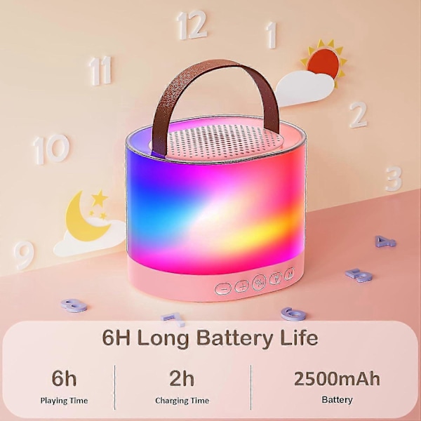 Karaoke Maskine Til Børn Voksne, Bærbar Bluetooth Højttaler Med 2 Mikrofoner Og Rgb Lys, Understøtter Tf/aux Input/sjov Magisk Stemme Juni 6.15 Pink