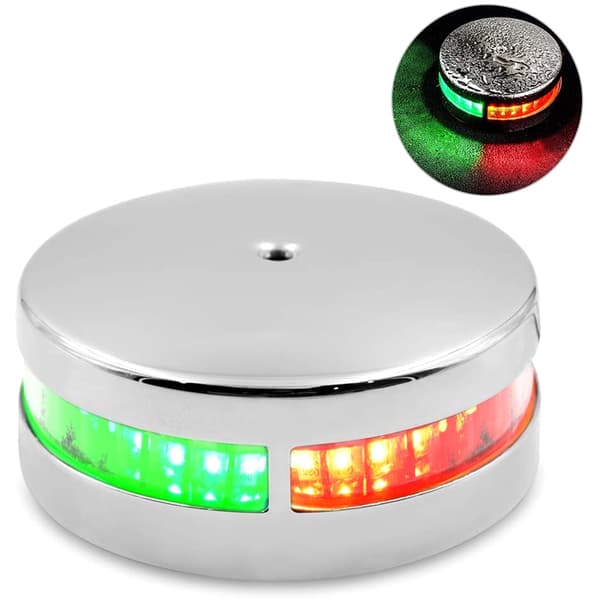 Båtlys Bi-Color Bauglys LED Navigasjonslys Vanntett Rustfritt Stål Røde og Grønne Seilingslys