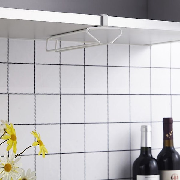 Under Cabinet Vinglashållare Set för 3 Glas Köksbar Förvaring Vit 1-pack