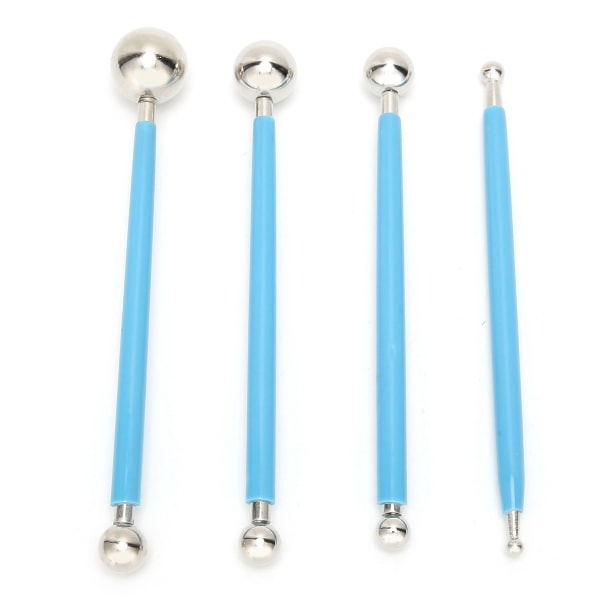 4-pack Kakmetallkula Dotting Skulpturmodellering Verktygssats för Kakfondant Dekoration