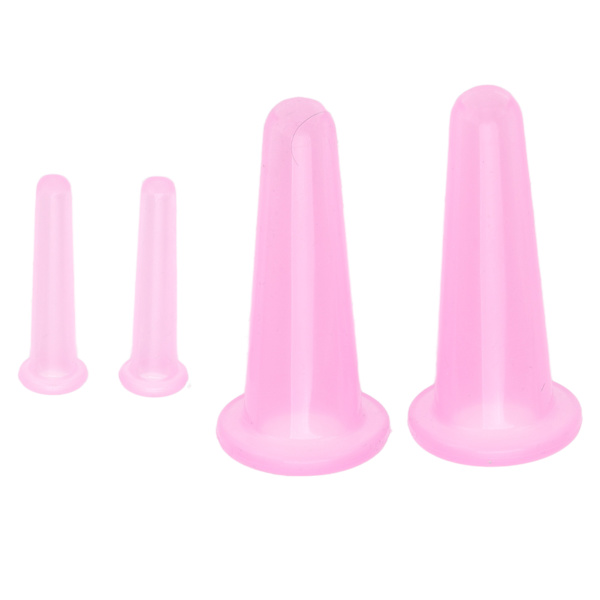 4st set Massageterapikoppar Bekvämt Praktiskt Kompakt Lättvikt Mjukt Flexibelt Rengörbart ansiktsmassageapparat Rosa