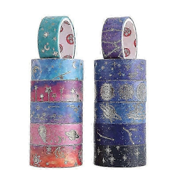 12 Rullar Washi Tejp, Stjärnklar Himmel Washi Tejp Dekorativ Papper Maskeringstejp Självhäftande Papper Maskeringstejp