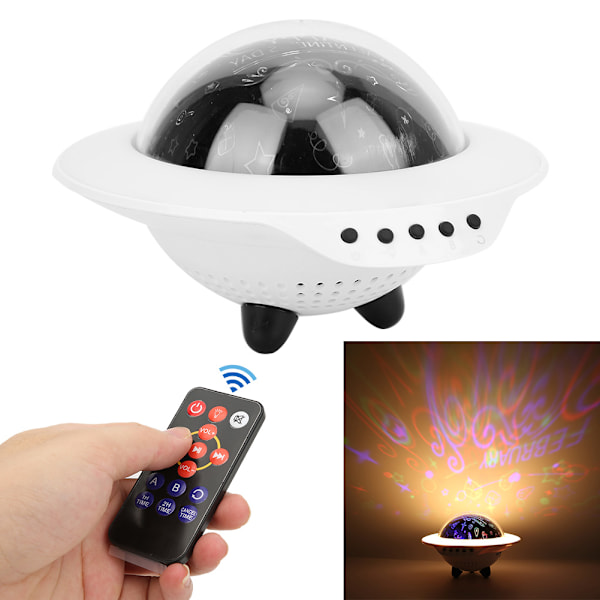 Roterende stjernehimmel-projektorlampe Justerbar nattlys med Bluetooth-høyttaler