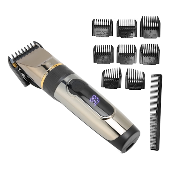 USB-hårklippare LCD Vattentät 2200mAh Litiumbatteri Hårtrimmer med 8 st Guide Comb