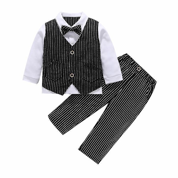 Sort Baby Drengenes Formelle Smokingdragt til Gentleman Bryllupsoutfit