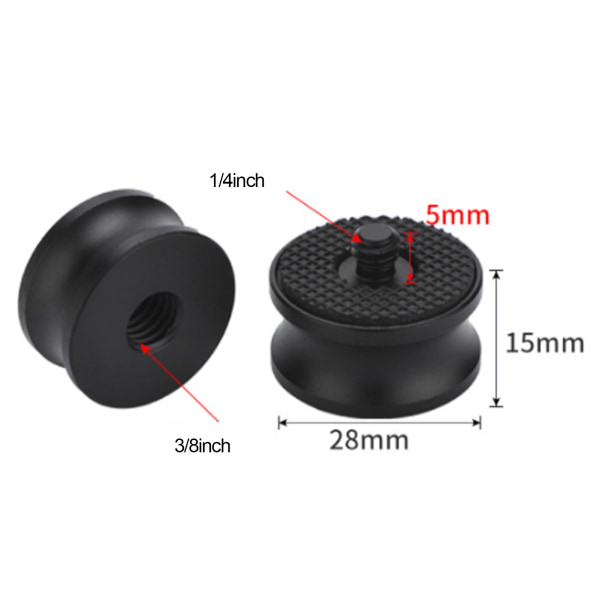 Hane-till-gängad adapter för stativ Monopod Ballhead Light Stand (3/8" till 1/4")