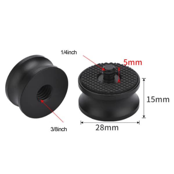 Hunn til hann gjenget adapter for stativ monopod kulehode lysstativ (3/8\" til 1/4\")
