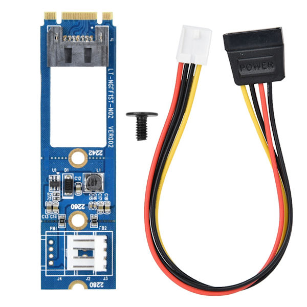 M2 TIL SATA M.2 NGFF SATA til 7Pin SATA Horisontal Converter Adapter Kort+4Pin Strømkabel