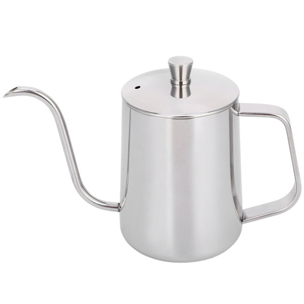 600 ml kaffedroppkanna 304 rostfritt stål smal pip tjock kaffekanna med lock