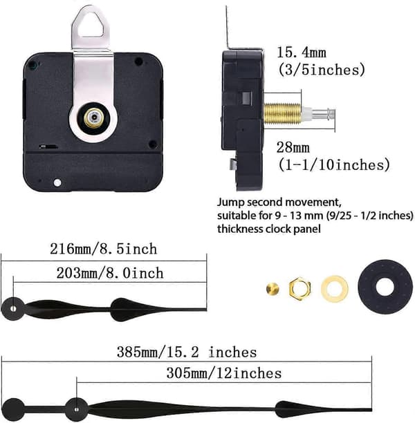 High Torque Quartz Movement, Clock Mechanism Replacement with 12 Inch Long Hands for DIY Clock