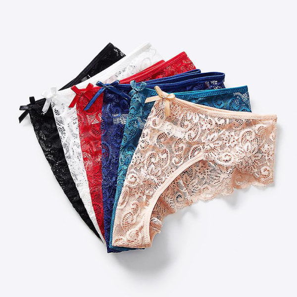 6-pack bikinibyxor för kvinnor med ultratunn spets - sexiga mjuka underkläder