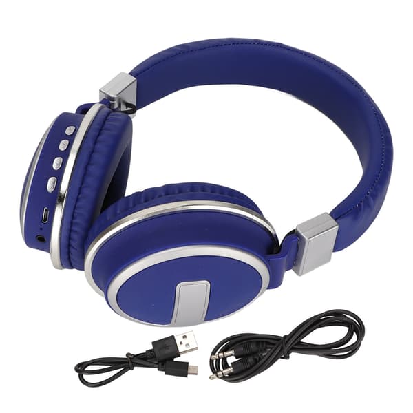 LX‑510BT Bluetooth-headset foldbart stik i behagelige læderørekopper musik-hovedtelefoner til pc-telefon blå