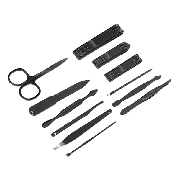 Set 12 verktyg Skärande liten bärbar prydlig nagelsax Grooming Kit med case för kontorsresor