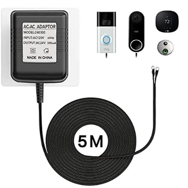 Videodørklokke Strømadapterkabel, EU-stik, 230V til 18V 500mA, 5m Længde