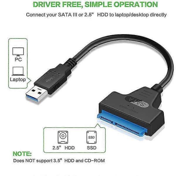 USB 3.0 SATA SSD HDD Adapterkabel Konverter - Høyhastighets Dataoverføring