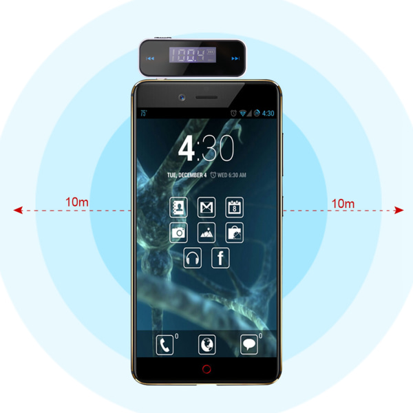 Universell FM-sender i bil med håndfri samtale med 3,5 mm lydplugg for mobiltelefon