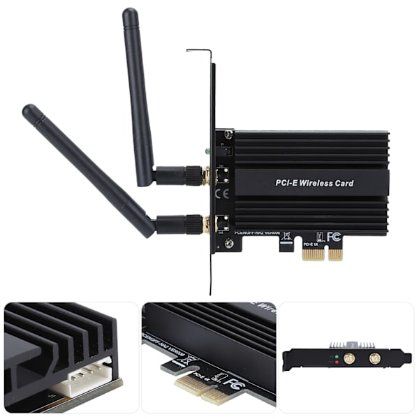 PCI Express WiFi 6-adapter 3000 Mbps til Intel AX200 Pro 802.11ax 2.4G/5Ghz til Bluetooth 5.0 Sort