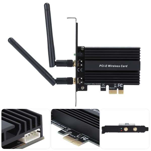 PCI Express WiFi 6 -sovitin 3000Mbps Intel AX200 Pro 802.11ax 2.4G/5Ghz Bluetooth5.0:lle, musta