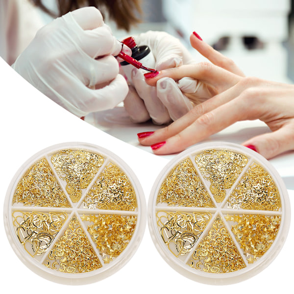 2 lådor snygg nail art gör-det-själv metall glänsande nagelprydnader gör-det-själv manikyrverktyg #2