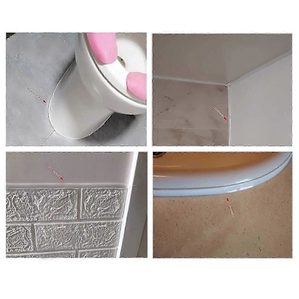 Tetningslist Selvklebende, PU Tetningstape For Badekar Baderom Toalett Kjøkken(b:7.5mm,hvit)