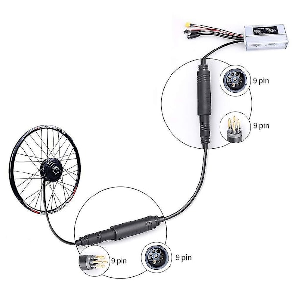 Elektrisk Sykkel Skjøteledning Hunn til Hann 9Pin Ebike Kabel for Midtmotor-B10