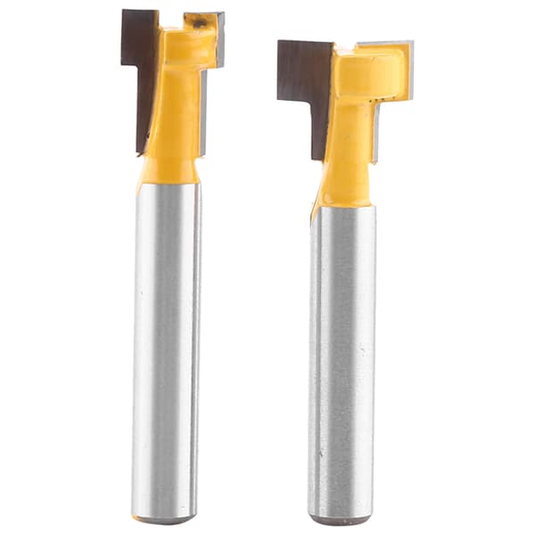 2 st gula T-spårfräsar för 3/8\" & 1/2\" skäregg 1/4\" skaft