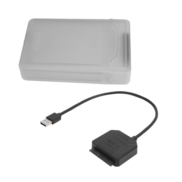 Harddiskadapterkabel HDD/SSD-omformerkabel med strømforsyning og boks EU-stik 100‑240V Grå