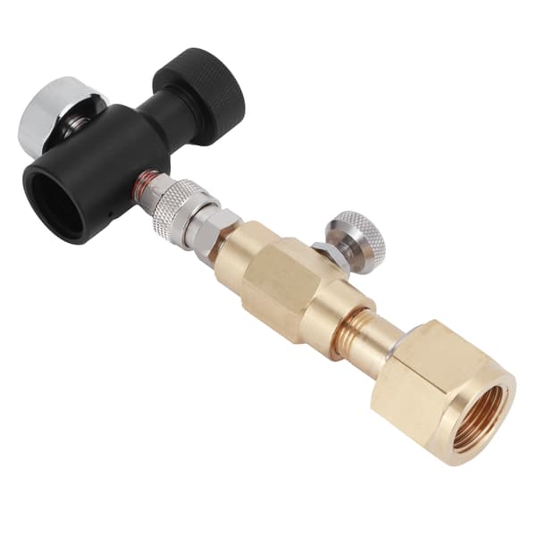 CO2 Cylinder Genopfyldningsadapter Messingforbindelse CGA320 med Udluftningsventil ASA 1500PSI Trykmåler