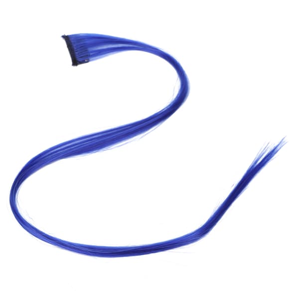 Farvede Hår Extensions Highlight Syntetisk Hårstykke Clipin Hår Extensions til Piger (Mørkeblå)