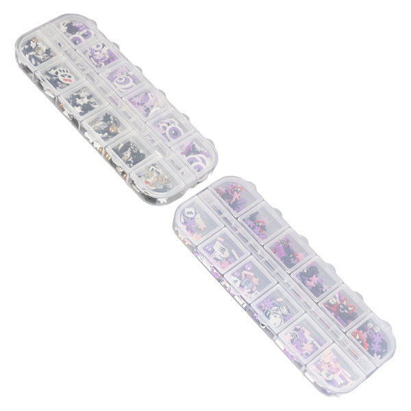 2 Box Salon 3D Skull Kuvio Nail Art Viipaletta Savia Halloween Nail Art Paljetteja Juhlakoristeet naisille