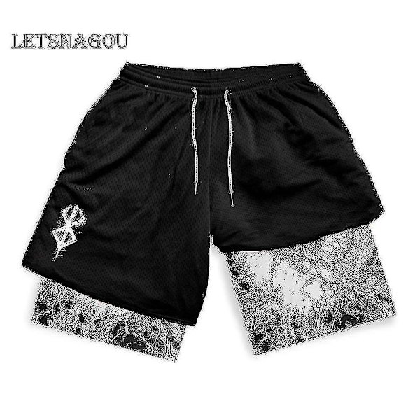 Berserk Manga 3D Print Anime Fitness Shorts - Hurtigtørrende Træningsshorts (2 i 1) 4XL16
