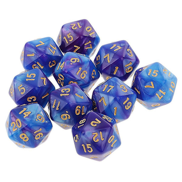 2 x 10 kpl D20 Monitahoiset Nopat Dungeons and Dragons Pöytäpeleihin Sininen Violetti-