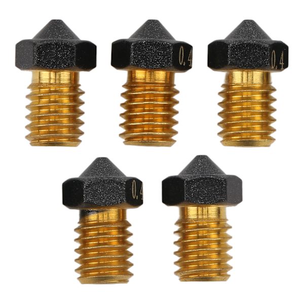 5 st 3D-skrivarmunstycke 0,4 mm mässing PTFE-beläggning extruder varm ände munstycke för 1,75 mm filament 3D-skrivarmunstycke