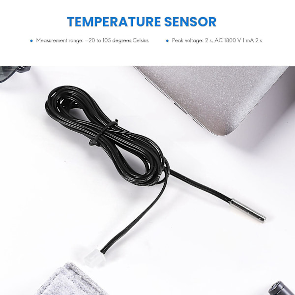 Vktech 1M NTC Termistor Temperaturmätare Vattentät Sond Tråd 10K 1% 3950-B5