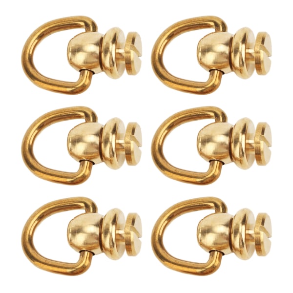 12 set D Ring Dubb Skruv Guld Mässing Metallplätering D Ring Nitar för DIY Läder Plånboksrem Sko Dekoration L