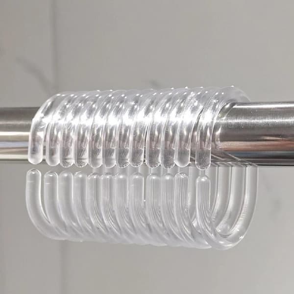 12 st Transparenta Duschdraperiringar i Plast C-formade Draperikrokar för Dörrdraperi, Fönsterdraperi