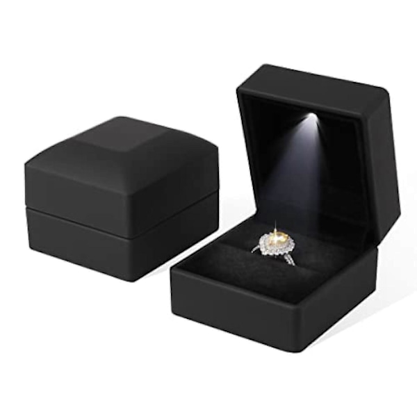 LED lys ring æske ring fløjl smykkeæske forlovelsesring æske ring etui ZD W