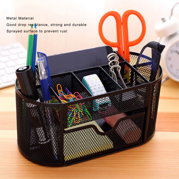 Multifunktion pennhållare 9 rutnät Penna Organizer Korg Desktop Kontorsmaterial8009 Svart