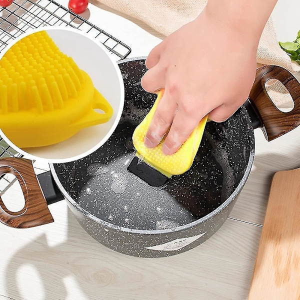 2 kpl Silikoninen Sieni Puhdistusharja, 3-in-1