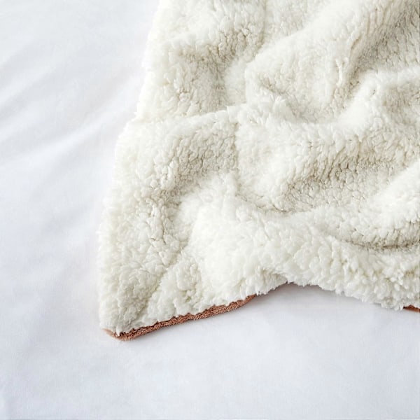 Sherpa Fleece Tæppe Seng Plaider Tæpper Til Sofaer Blødt Fluffy Tykt Rejsetæppe Vendbart Mikrofiber Tæppe (Camel, Enkelt (130 x 150 Cm))