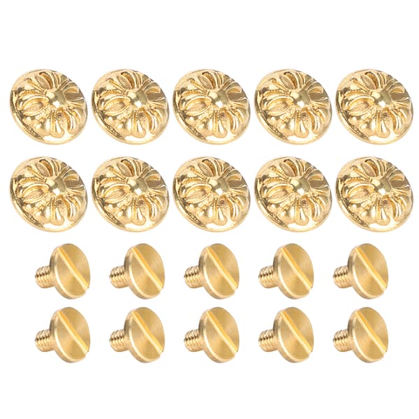 10 sett krysantemumnagler, lærstuds 10 mm dekorasjonsknapp DIY-tilbehør