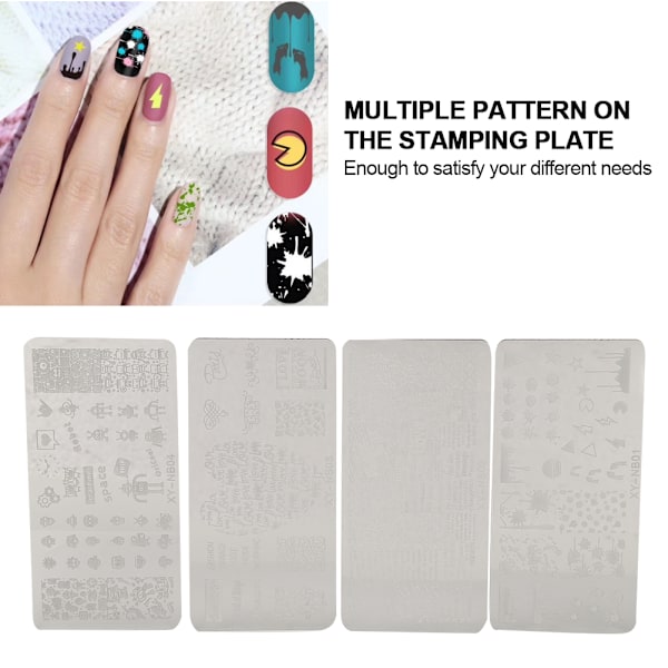 Neglestempling Plader Stencils Mønster DIY Negle Printing Stempling skabelon Manicure Tool01-04