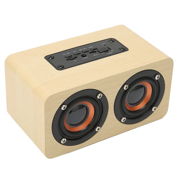 Retro Bluetooth-högtalare Inbyggd mikrofon Bärbar trådlös högtalare Stöder minneskort USB AUX MP3 Gul träkorn