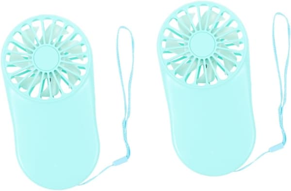 Sett med 2 mini USB-oppladbare lommefans, bærbare og personlige, perfekte for reiser.