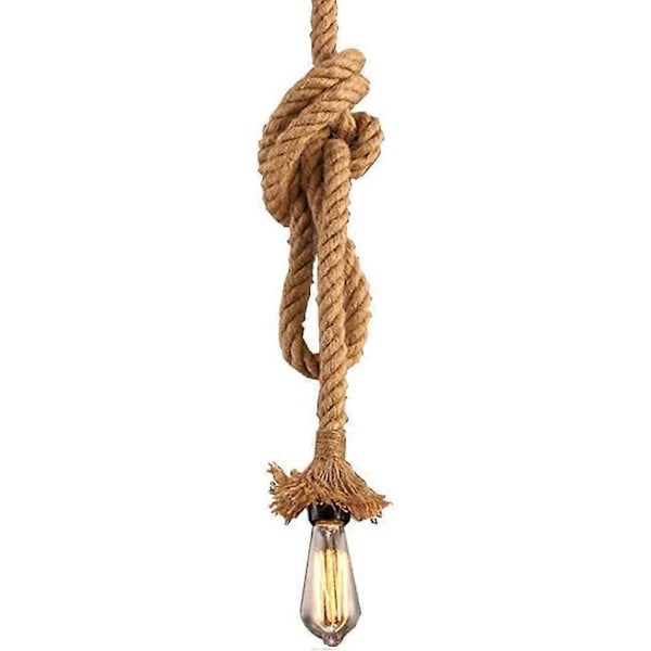Pendellampe Hampetau Lampe Vintage Tau Belysning 2m Enkelt Hode E26 E27 Sokkel for Restaurant Spisestue Soverom