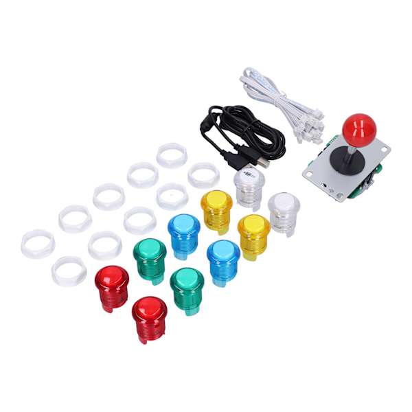 QM070912 Arcade-spil DIY-sæt med LED-arcadeknapper Ingen forsinkelsesencoder til Raspberry Pi DIY-projekter