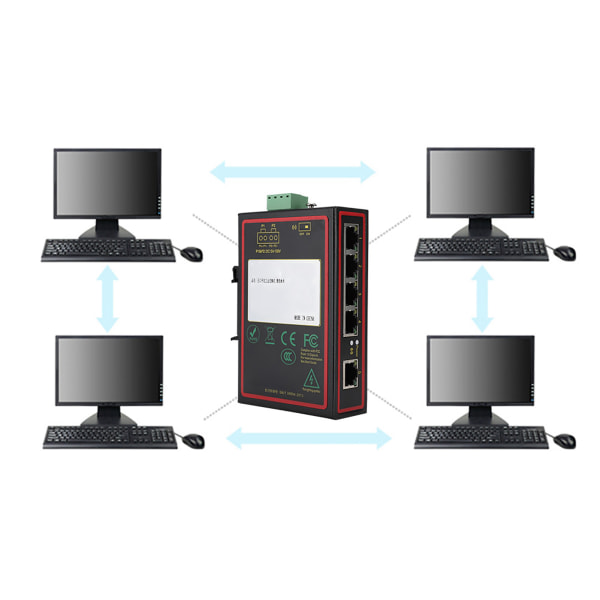 5-portars Gigabit Ethernet Industrial Grade Network Switch 10/100/1000 Mbps IP185GHI Chip